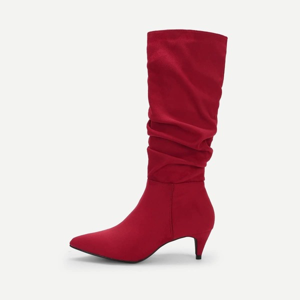 

Plain Pointed Toe Ruched Boots