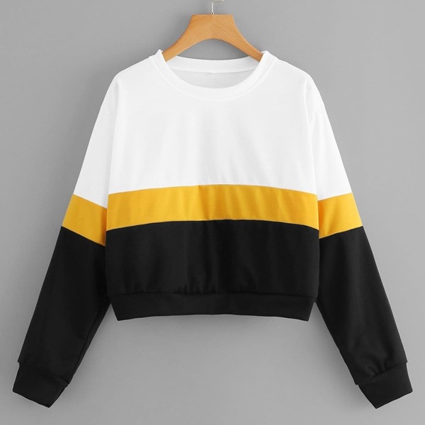 

Block Stripe Crop Sweatshirt, Multicolor