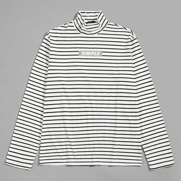 

Men Mock-Neck Striped Tee