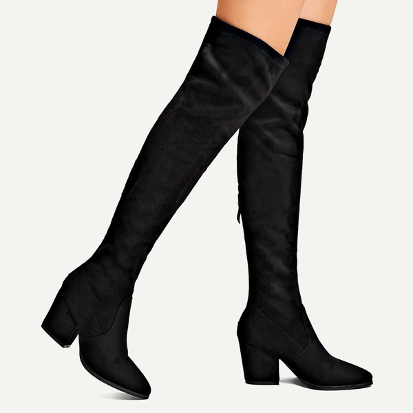 

Back Zipper Block Heeled Suede Boots
