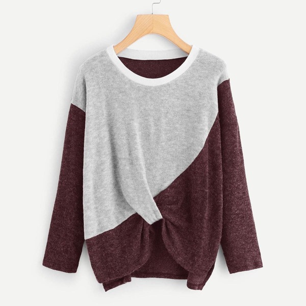 

Cut And Sew Twist Sweater, Multicolor
