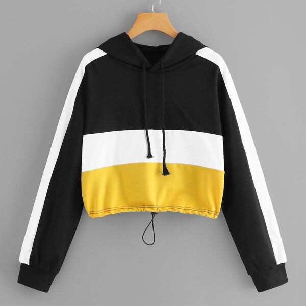 

Color-Block Drawstring Hoodie, Multicolor