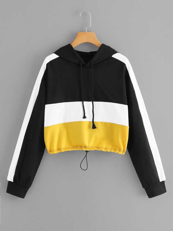

Color-Block Drawstring Hoodie, Multicolor
