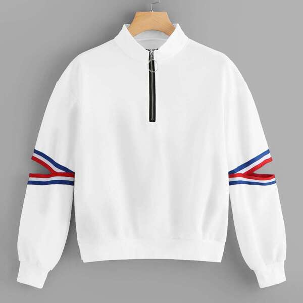 

Quarter Zip Tape Panel Sweatshirt