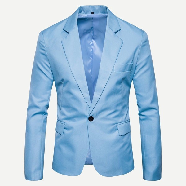 

Men Single Button Solid Blazer