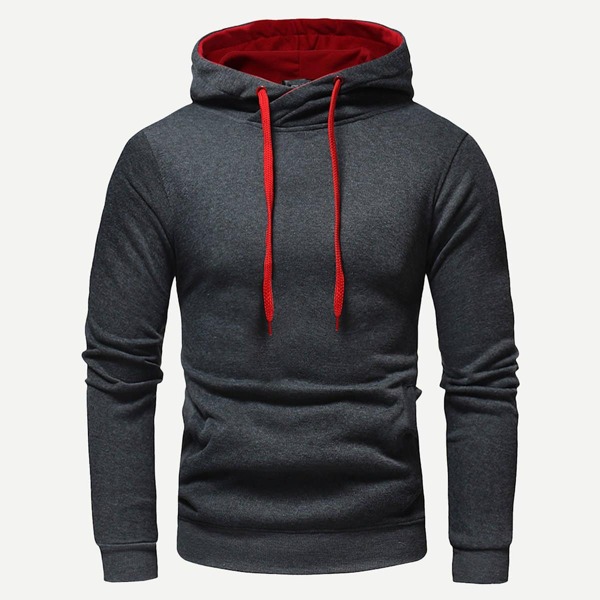 

Men Drawstring Hoodie, Grey