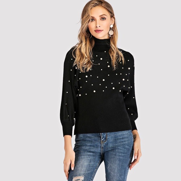 

Pearls High-Neck Jumper