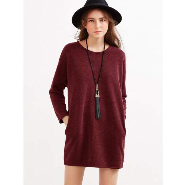 

Drop Shoulder Marled Knit Dress