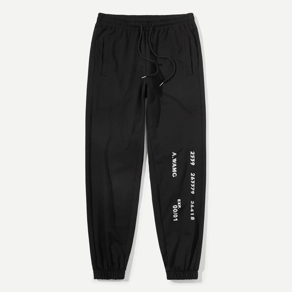 

Men Drawstring Waist Letter Sweatpants