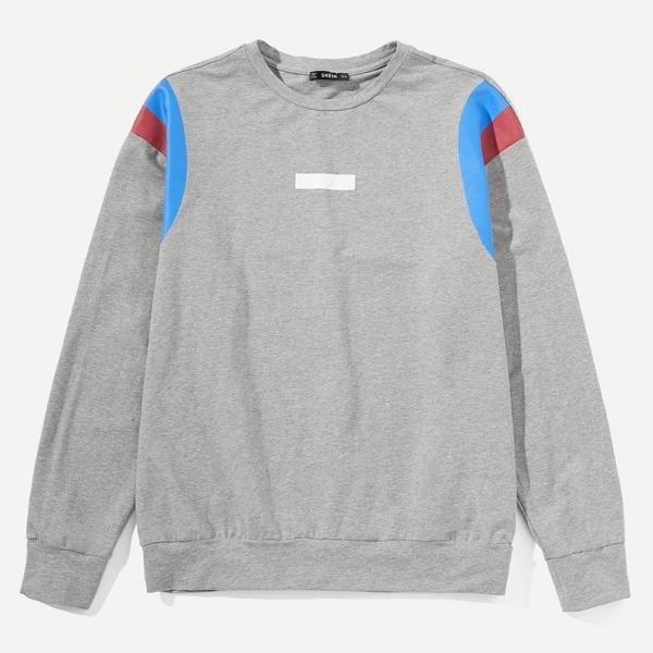 

Men Crew Neck Color Block Pullover, Grey
