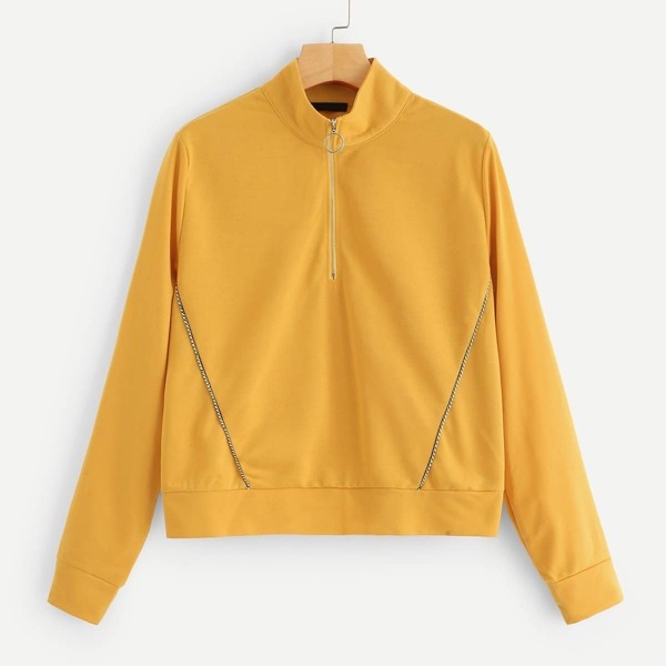

Zip Front Mock Neck Pullover