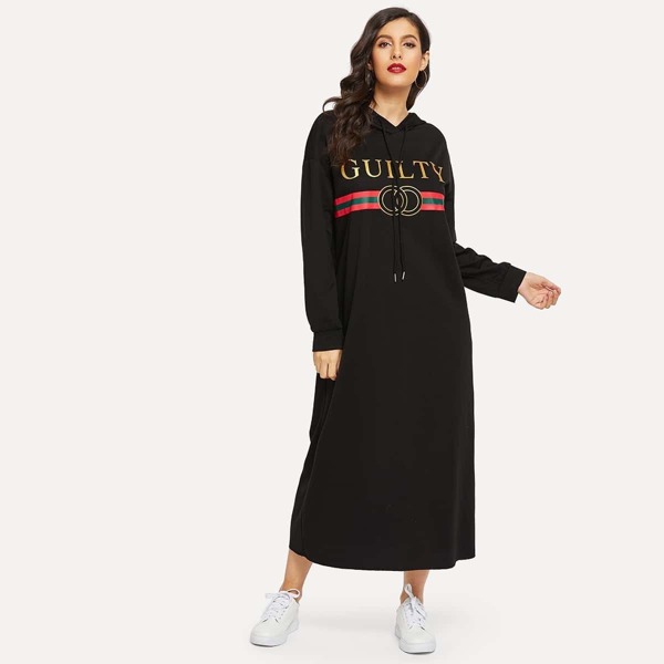 

Mixed Print Hooded Hijab Dress