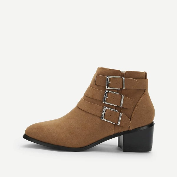 

Buckle Detail Side Zipper Ankle Boots