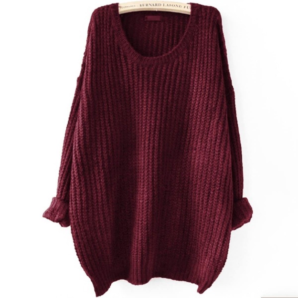 

Plus Drop Shoulder Solid Sweater, Burgundy