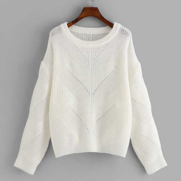 

Plus Drop Shoulder Eyelet Detail Sweater