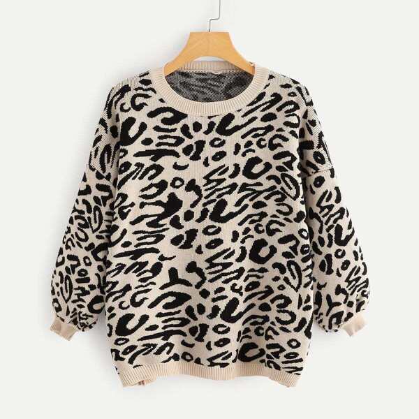 

Round Neck Leopard Sweater