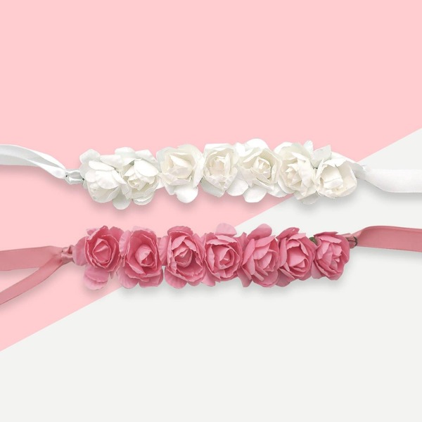 

Flower Decorated Self Tie Bracelet 2pcs