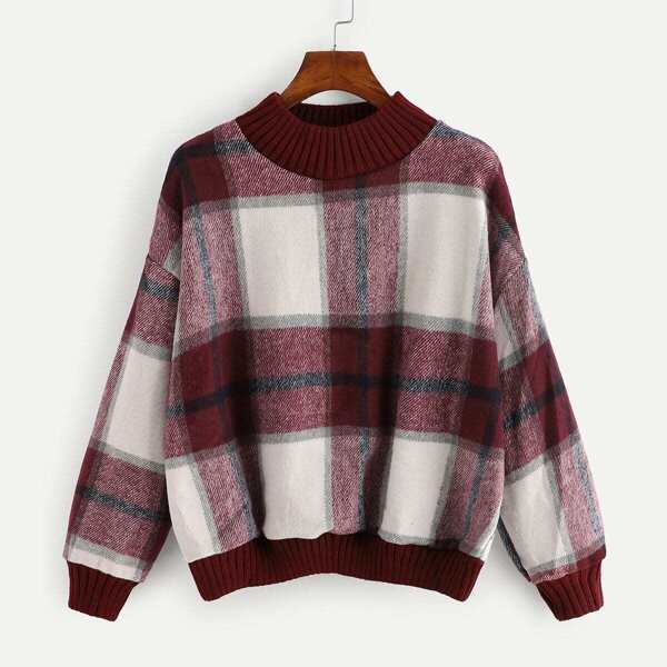 

Plaid Drop Shoulder Jumper