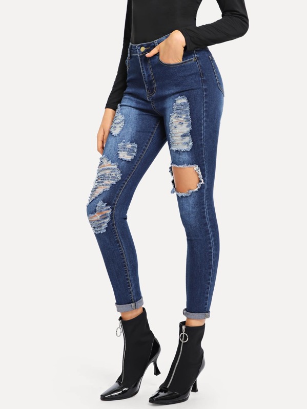 

Рваные обтягивающие джинсы, Sasa