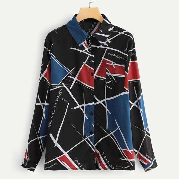 

Plus Geo Print Blouse, Multicolor