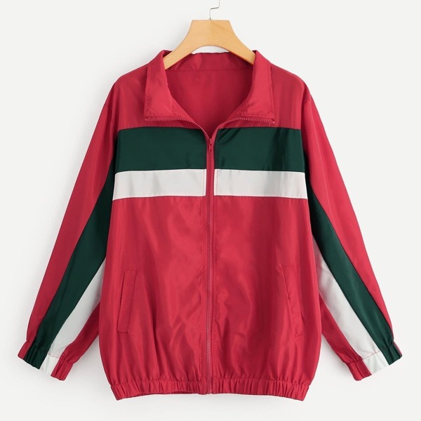 

Plus Color Block Cut And Sew Jacket