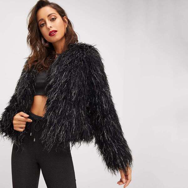 

Open Front Faux Fur Coat