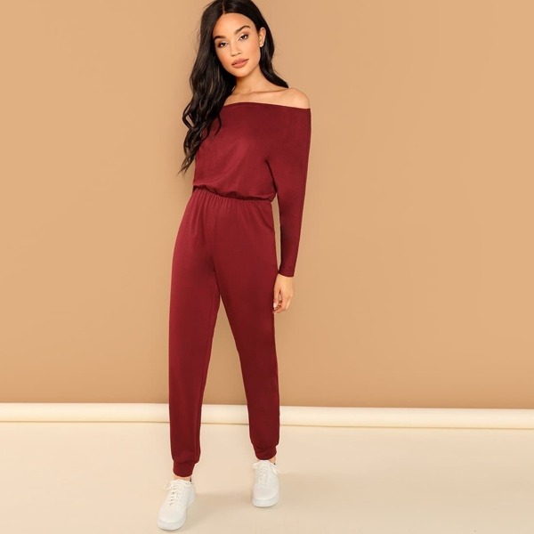 

Off Shoulder Solid Jumpsuit