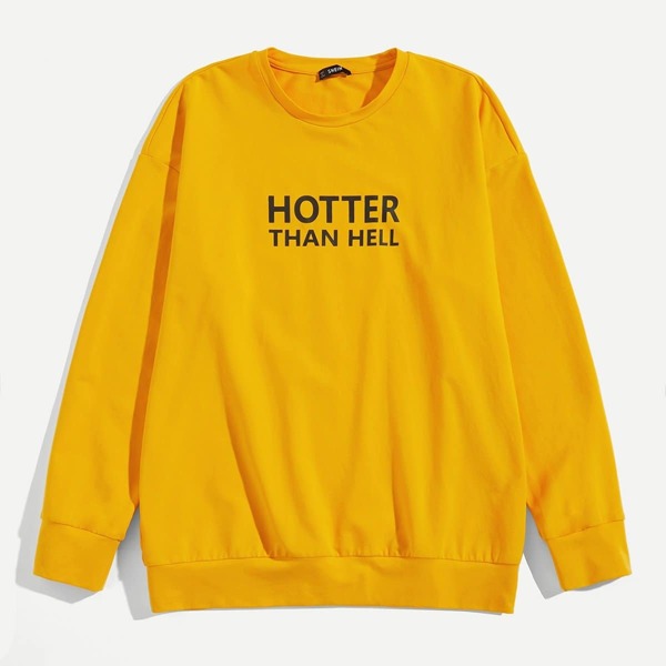 

Men Crew Neck Letter Print Pullover