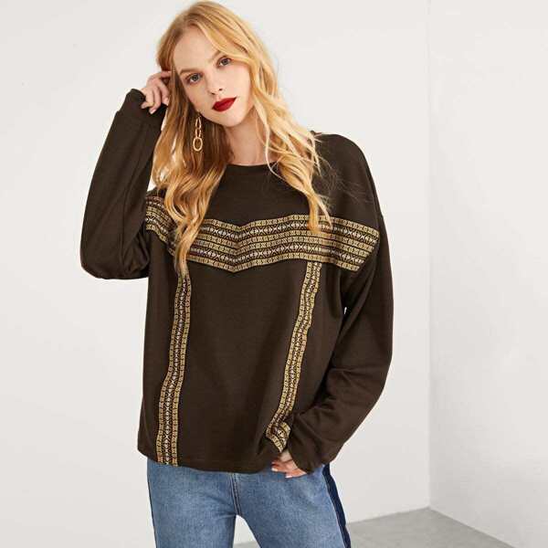 

Embroidered Tape Detail Pullover