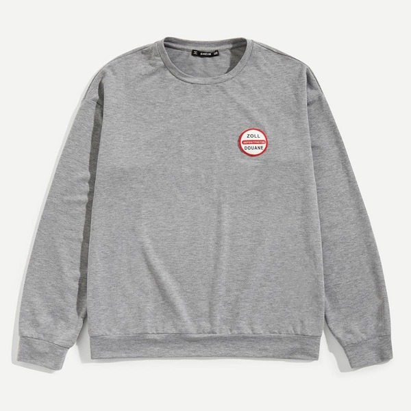 

Men Patched Detail Solid Pullover