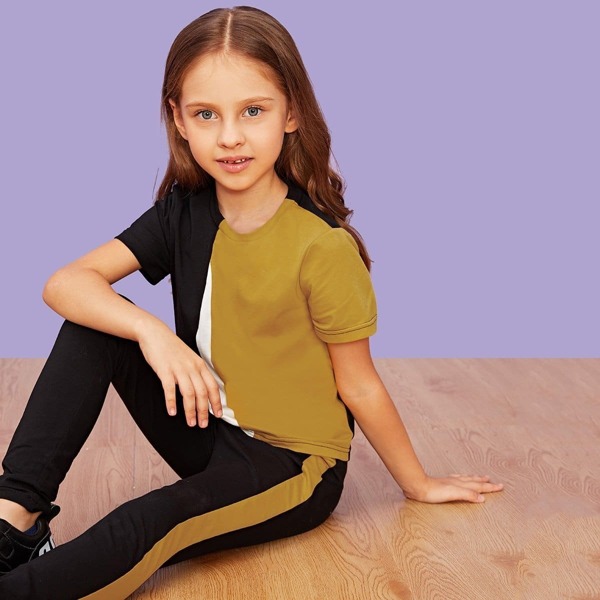 

Girls Color Block Top & Leggings Set
