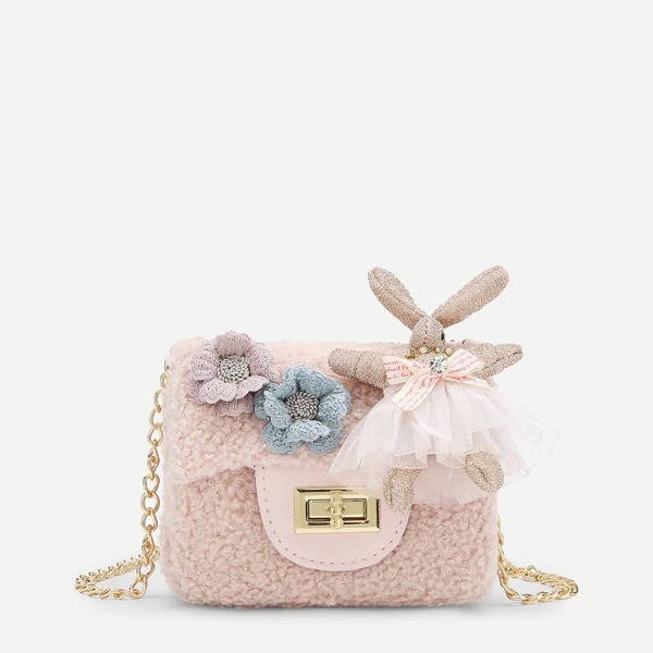 

Girls Flower And Rabbit Decor Crossbody Bag