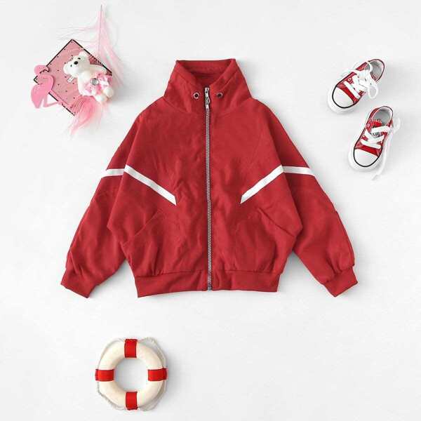 

Toddler Girls Cartoon & Letter Drawstring Detail Jacket