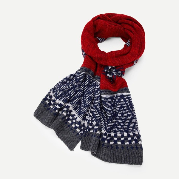 

Christmas Men Geometric Pattern Scarf, Multicolor