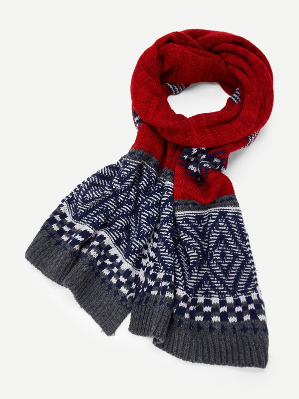 

Christmas Men Geometric Pattern Scarf, Multicolor