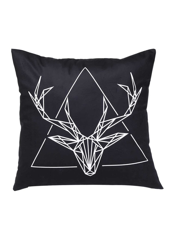 

Deer Print Cushion Cover 1PC, Black