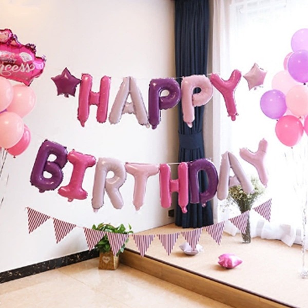

Random Color 16inches Birthday Balloon Banner 13pcs, Multicolor