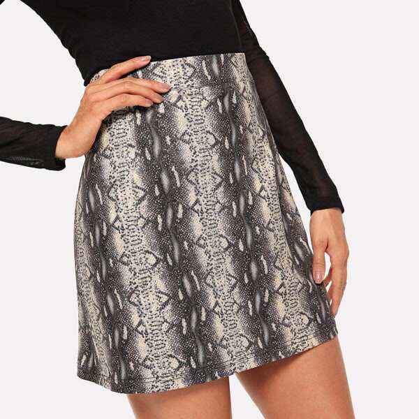 

Snake Print Zip Back Skirt, Multicolor