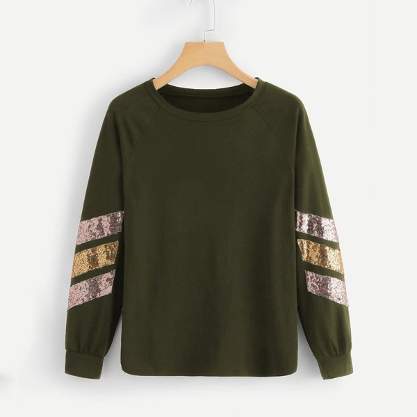 

Contrast Striped Sequin Tee