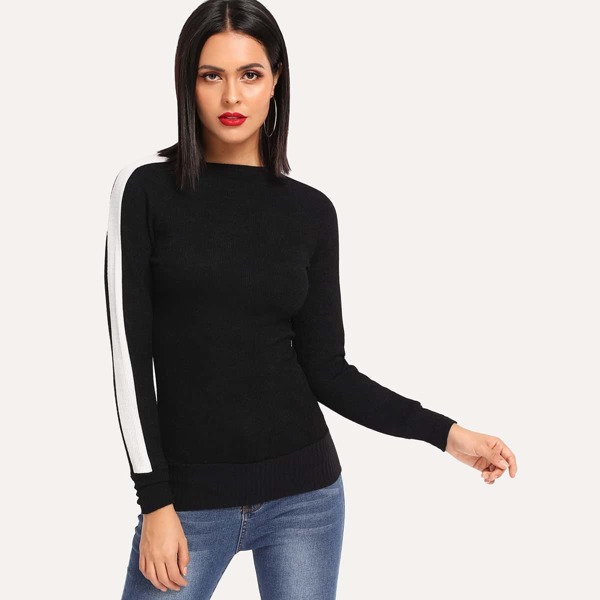 

Colorblock Sleeve Skinny Jumper