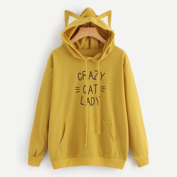 

Letter Graphic Drawstring Hoodie