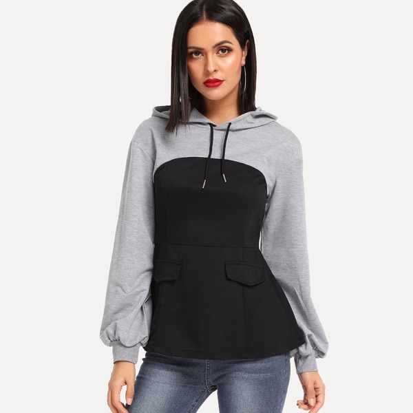 

Cut And Sew Drawstring Hoodie, Multicolor