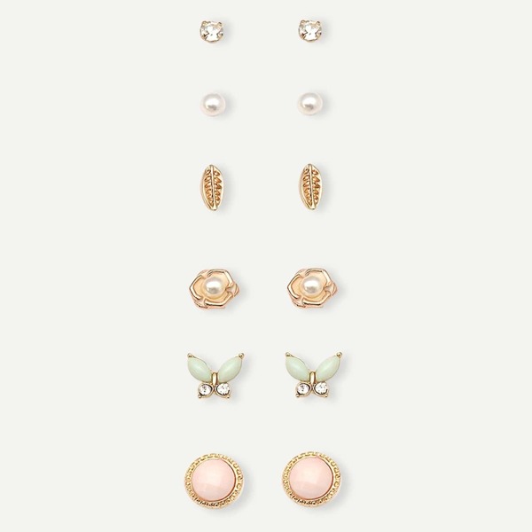 

Girls Mixed Shaped Stud Earrings 6pairs