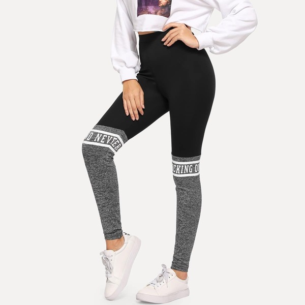 

Cut And Sew Letter Print Leggings