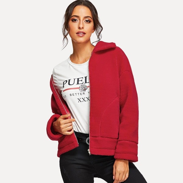

Zip Up Teddy Jacket