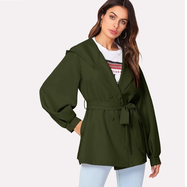 

Self Belted Hoodie Coat