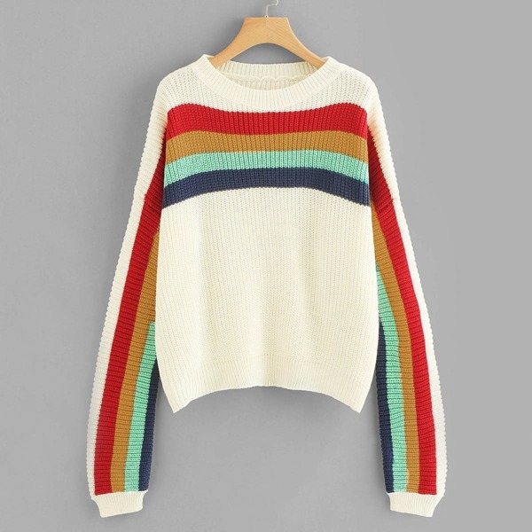 

Rainbow Striped Sweater