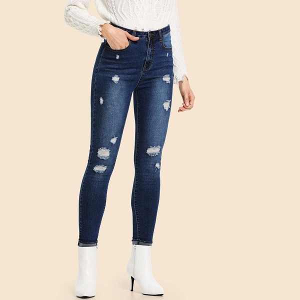 

Skinny Ripped Detail Jeans