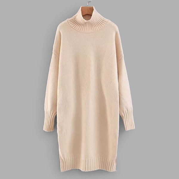 

Drop Shoulder Slit Hem Sweater Dress
