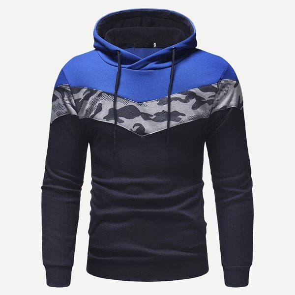 

Men Contrast Camouflage Print Hoodie, Multicolor